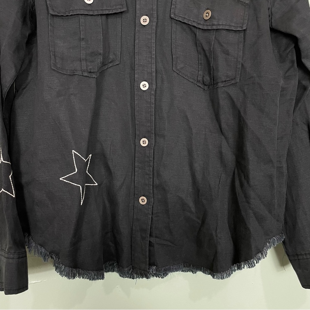 Rails Loren Black Embroidered Stars Black White Women’s Size Small Linen Blend - Picture 4 of 12